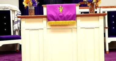 Rudolph Brooks, 48, pleaded guilty to wire fraud and money laundering after he exploited the Covid Paycheck Protection Program (PPP). Brooks, founder and senior pastor at Kingdom Tabernacle of Restoration church, was sentenced to 18 months in prison on Tuesday, August 27. He is pictured preaching during a service at the church