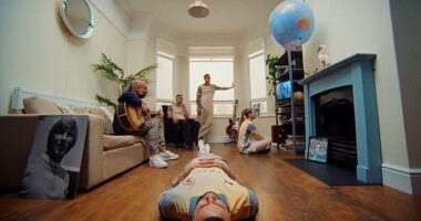 Pep Guardiola and Man City footballers including Kyle Walker and Ederson recreated Oasis' iconic album cover for the unveiling
