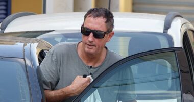 This is the first picture of skipper James Cutfield back home since he was placed under investigation following the sinking of super yacht Bayesian that left seven people dead