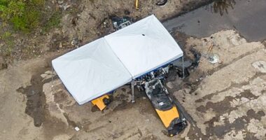 Pilot dies after light aircraft crashes in industrial estate