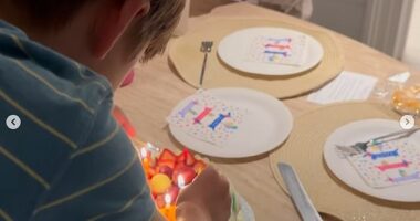 The mother of Princess Beatrice's stepson has shared a collection of sweet photographs from her birthday celebrations - including her son helping with the cake