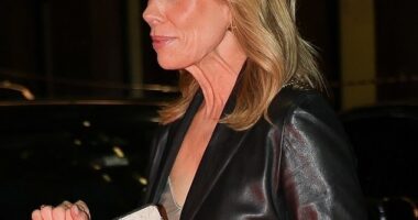 Cheryl Hines appeared to ditch her wedding ring as she broke cover for the first time since her husband Robert F. Kennedy Jr. was exposed in a sexting scandal