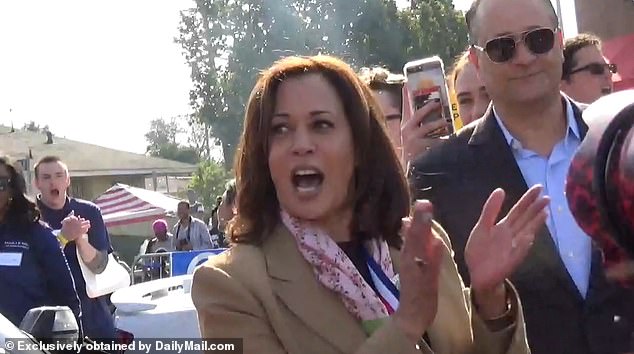 Kamala Harris protests deportation during a 2019 parade in Los Angeles