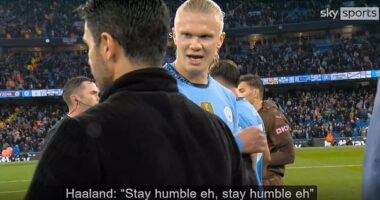 Erling Haaland told Mikel Arteta to 'stay humble' after Man City's 2-2 draw with Arsenal
