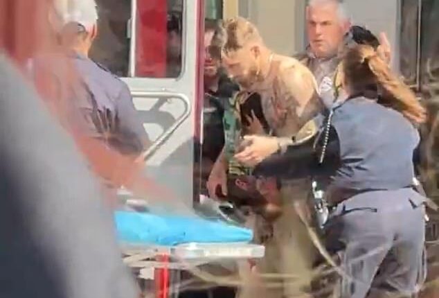 As seen in a video shared on X by KTVU's Zak Sos, the wounded Pearsall was led by emergency responders to a waiting ambulance, where he was placed on a stretcher