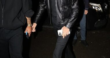 Romeo Beckham cut a stylish figure in a black biker jacket on Monday as he attended the Renaissance 2 event in Paris