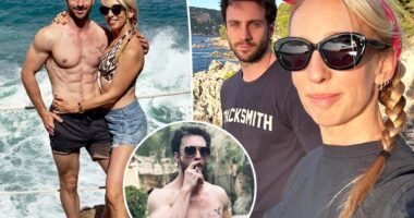 Sam Taylor-Johnson, 57, keeps shirtless husband Aaron, 34, close on vacation
