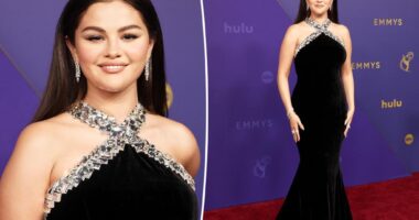 Selena Gomez looks chic in black velvet on Emmys 2024 red carpet
