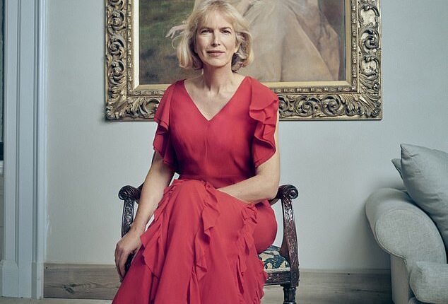 Samantha Kane - also known as Lady Carbisdale - sits in front of a portrait of Mary Caroline, Duchess of Sutherland, for whom her stately castle home was built