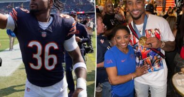 Simone Biles' husband, Jonathan Owens, called 'Mr. Biles' after scoring touchdown