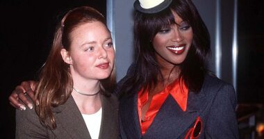 Pictured: Stella McCartney poses with Naomi Campbell following her graduate Central Saint Martins show in 1995