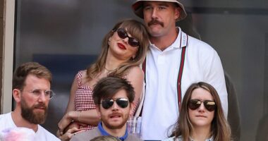 Taylor Swift and Travis Kelce defied fake romance rumours as they put on a loved-up display at the US Open final together in New York City on Sunday