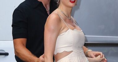 Taylor Swift and Travis Kelce made a stylish pair while attending model Karen Elson's wedding to Electric Lady Studios owner Lee Foster on Saturday