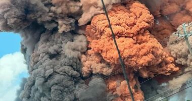 A fire ignited at BioLab on Old Covington Highway in Georgia on Sunday