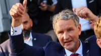 Right-wing Alternative for Germany (AfD) top candidate Bjoern Hoecke gives thumbs up on the day of the Thuringia state election in Erfurt, Germany, September 1, 2024