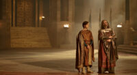 Kemen (Leon Wadham) and Pharazon (Trystan Gravelle) in Prime Video's The Rings of Power season 2 episode 5