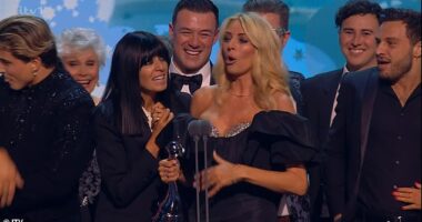 The stars of Strictly Come Dancing jumped up in shock on Wednesday night as they were awarded the National Television Award for Talent Show despite its year of scandal and controversy