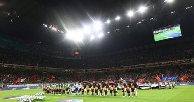 The new-look UEFA Champions League got underway across Europe this week. Pictured: The San Siro, where AC Milan welcomed Liverpool