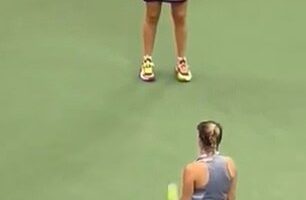 Putintseva ignored the ball girl's attempts to throw the balls towards her
