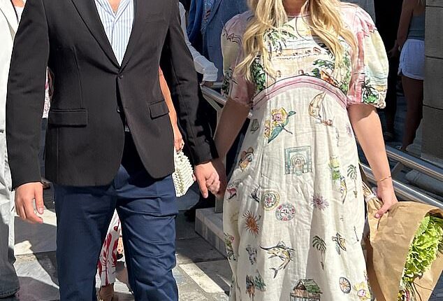 Princess Theodora of Greece beamed as she and her fiancé Matthew Kumar left the Metropolitan Cathedral in Athens, with preparations in the works ahead of tomorrow's nuptials