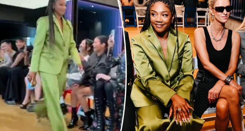 Tiffany Haddish walks the runway at Monse during NYFW on Kathy Hilton's dare