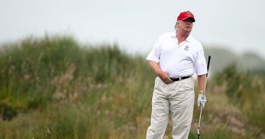 On Sunday afternoon Donald Trump narrowly avoided death again after a shooter attempted  another suspected assassination attempt. (pictured: Trump playing golf in 2012)