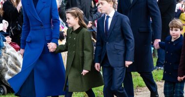 Kate, Charlotte, George, William and Louis at the Sandringham Christmas Day 2023 service