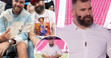 Travis Kelce roasts brother Jason's too-small shirt in Monday Night Football debut