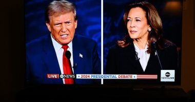 Donald Trump and Kamala Harris' debate drew about 57.75 million viewers across the big four broadcast networks, CNN , Fox News , Fox Business and MSNBC