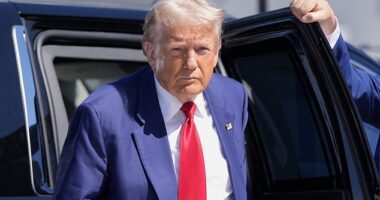 Donald Trump on Saturday, September 14, one day before a second assassination attempt. The ex-president in an interview blamed the 'rhetoric' of Biden and Harris for causing him to 'be shot at'