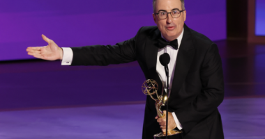Watch John Oliver curse as his Emmys speech for his dead dog gets cut short