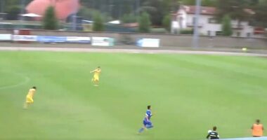 This is the wild moment an Italian coach was sent off for tackling a player on the pitch