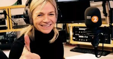 Zoe Ball returns to Radio 2: Presenter opens her show by telling listeners 'hello happy wanderers, I've wandered back' and asking 'what have I missed' during her six week absence