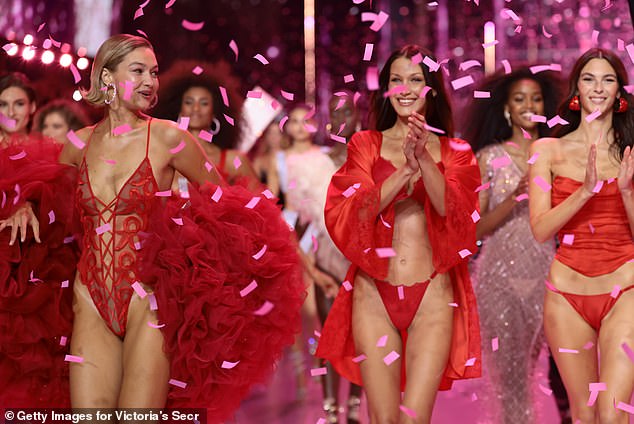 Fans slammed the presentation of Victoria’s Secret Fashion Show held in New York City on Tuesday, the first time the show has been held since 2018. (L-R) Gigi Hadid, Bella Hadid and Vittoria Ceretti seen during Tuesday's festivities in NYC