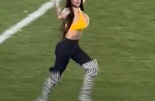 A female Donald Trump supporter invaded the field during the Steelers' win over the Jets