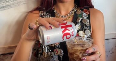 Taking to TikTok to share the strange combination she began: 'Step one, diet coke and then pickle juice, then a couple of pickles'