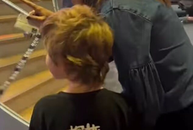 Alex Jones took her seven-year-old son Teddy to work with her at BBC Broadcasting House on Tuesday, as she admitted she struggles with 'mum guilt'