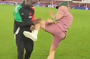 The former UFC champions shared a clip of himself playfully sparring with Bukayo Saka