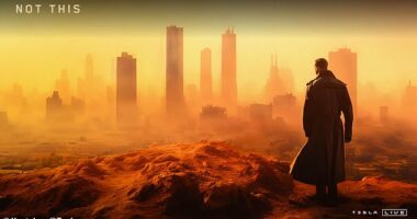 Elon Musk is being sued by the makers of Blade Runner 2049 for using images allegedly made using AI to resemble the film (pictured) to promote the launch of the Tesla Robotaxi