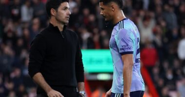 Bournemouth vs Arsenal - Premier League: Live score, team news and updates as Ryan Christie and Justin Kluivert put hosts in command leaving 10-man Gunners with it all to do after William Saliba's first-half red card