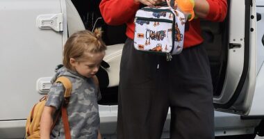 Brittany Cartwright surfaced with her three-year-old son Cruz in Los Angeles Thursday - one week after her estranged husband Jax Taylor refiled for divorce