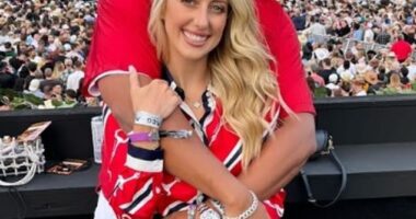 Brittany Mahomes has hilariously showed off the 'disastrous' aftermath after she cooked dinner for the 'first time in a very long time.' She's seen with her husband, Patrick Mahomes
