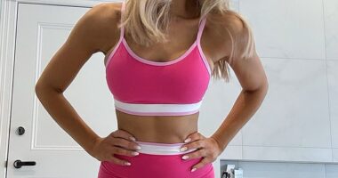 Carrie Bickmore looked half her age as she showed off her incredible figure in activewear on Monday