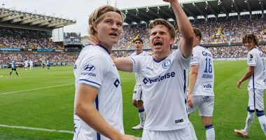Andri Gudjohnsen (left) has scored twice for Gent since his move to the Belgian side in summer