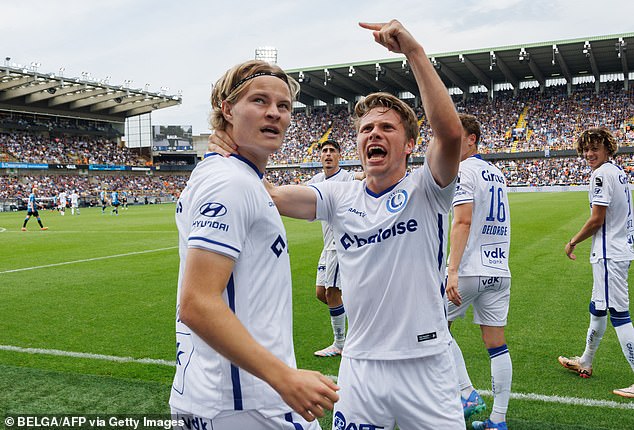 Andri Gudjohnsen (left) has scored twice for Gent since his move to the Belgian side in summer