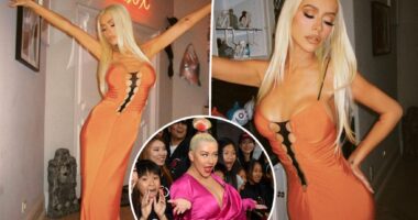 Christina Aguilera shows off slim figure in skin-tight Halloween dress after brushing off Ozempic rumors