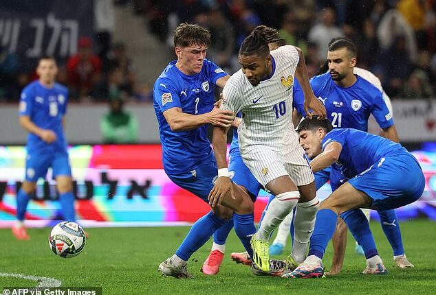 Christopher Nkunku shrugged three defenders off to put France 2-1 up against Israel