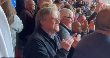 Actor David Neilson, 75, was in the away end at St Mary's yesterday to cheer on the Foxes as they overturned a two goal deficit to win 3-2