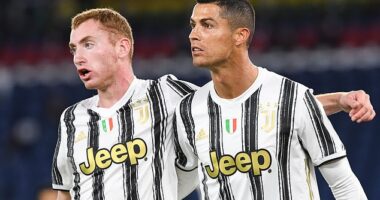Dejan Kulusevski (left) was handed advice by Cristiano Ronaldo (right) while at Juventus