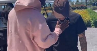 Footage of an interaction between Sean ' Diddy ' Combs and Justin Bieber has gone viral following the rapper's arrest